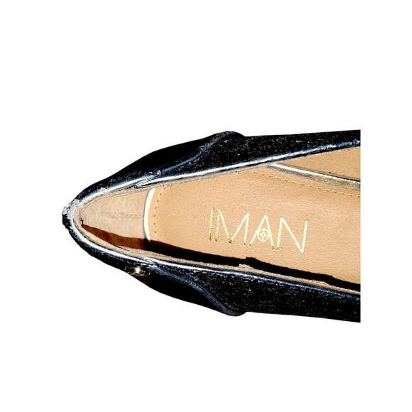 IMAN BLUE CALF HAIR & BLUE GLITTER SLIP ON LOAFER LEATHER SHOES SIZE 7.5M - NEW - Picture 5 of 6